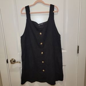 Overall Dress Black Corduroy Pinafore Gothcore Ribbed Sleevless Pullover Tank